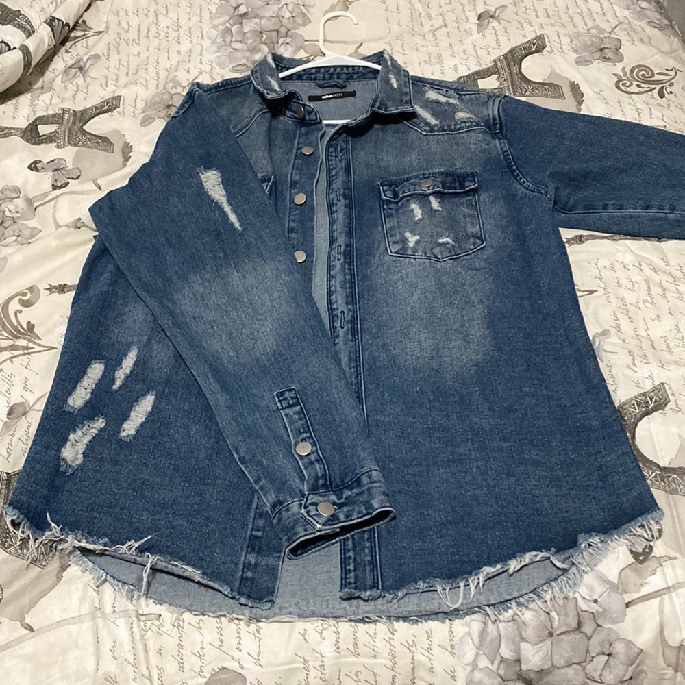 Dangerous Distressed Denim Woven Top
- Medium Wash